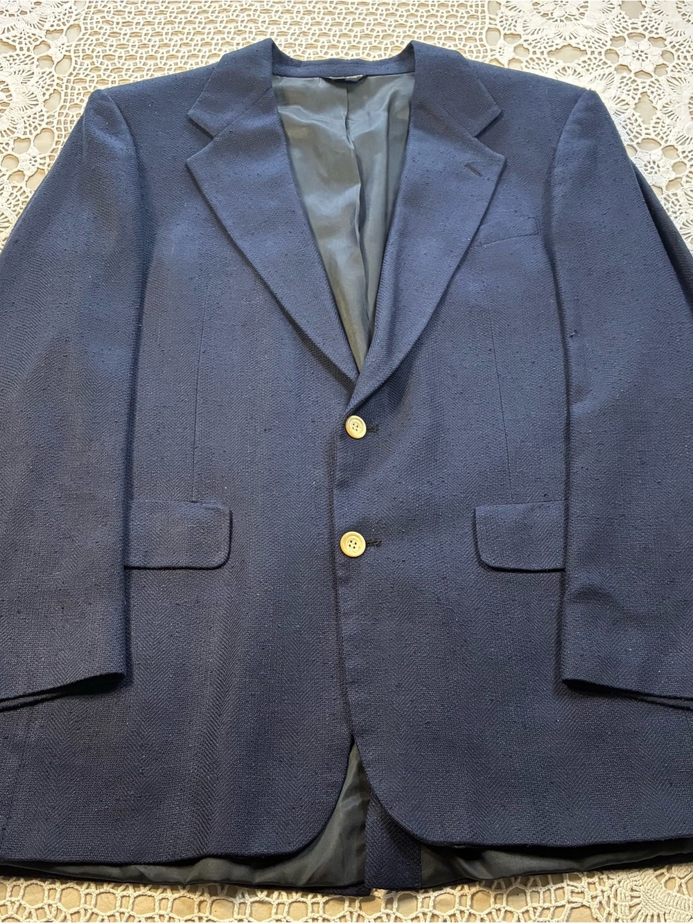 Bill Blass Mens 42R Navy Blue 100% Silk Suit Jacket Blazer 2 Button Dillard’s